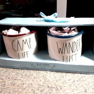 Rae Dunn Camp Life and Wonder lust mug set